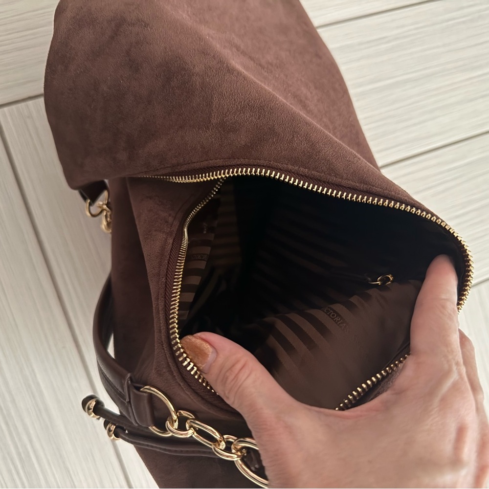 VS Brown Suede Hobo Shoulder Bag - Picture 5 of 8
